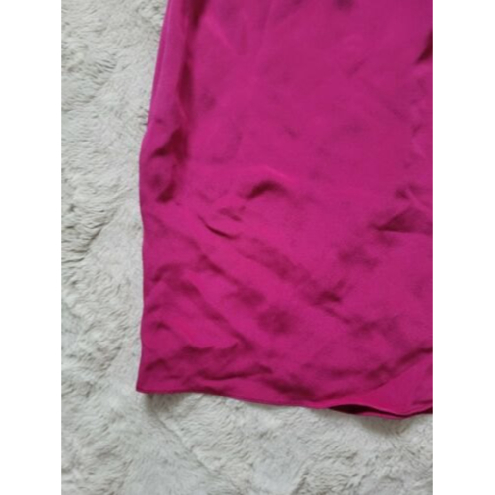 Vintage Anlo 100% Silk Fuchsia Pink One Shoulder Dress Size S - Picture 4 of 12